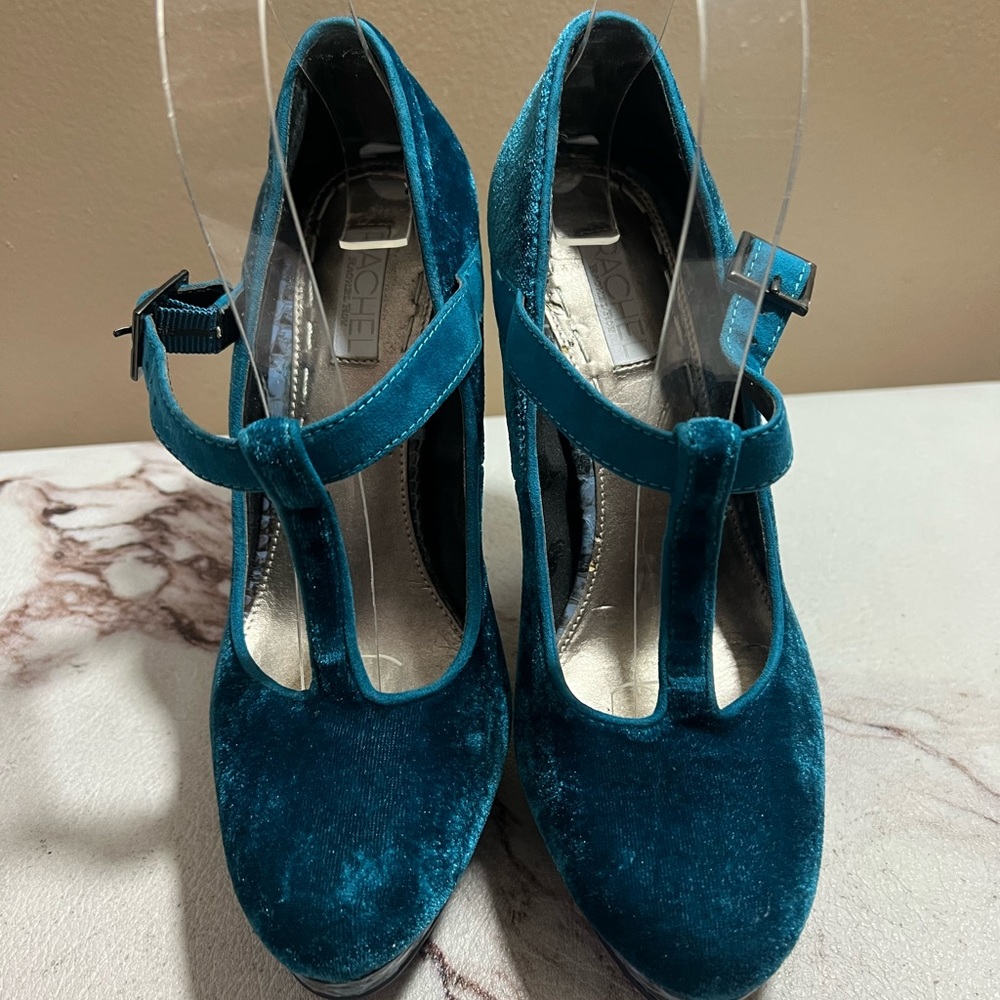 RACHEL ROY MARY JANE WOMEN'S BLUE T-STRAP PLATFORM PUMPS SIZE 6. - Picture 2 of 8